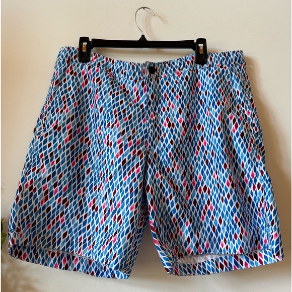 Jachs Swim Mosaic Blue/red Short Trunks Hampton Fit Size L - Picture 2 of 7